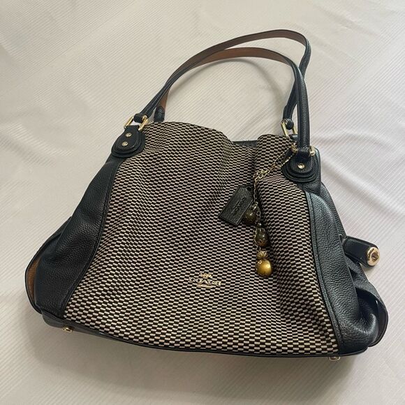 Coach 28895 Edie 31 Legacy Print Black Color Jacquard Leather Shoulder Bag - Picture 1 of 15